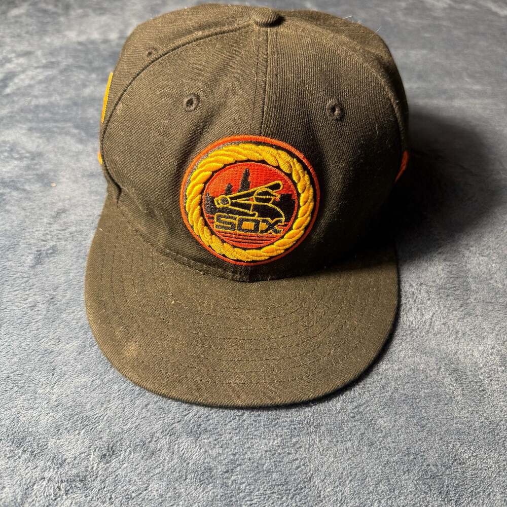 New Era 59Fifty Chicago White Sox 75 Years Black Baseball Hat Cap Fitted 7 3/4